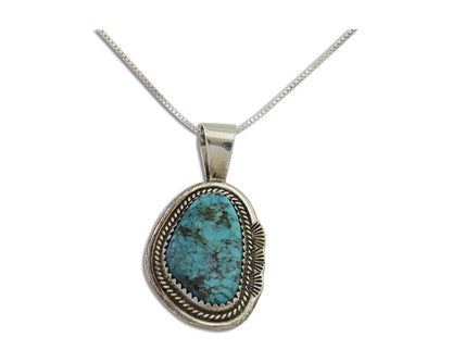 Navajo Necklace 925 Silver Natural Blue Turquoise Artist Signed Mike Begay C.80s