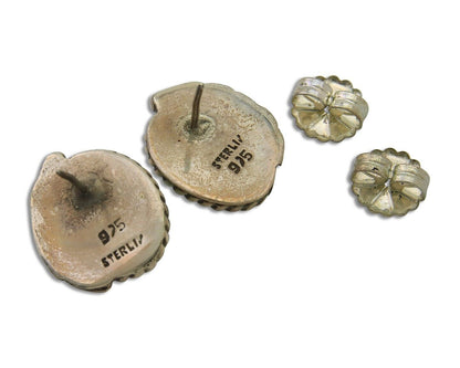 Navajo Earrings 925 Silver Natural Turquoise Native Artist C.80's