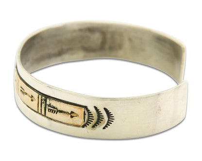 Navajo Bracelet 925 Silver & 12K Gold Cuff Artist Signed Randall Endito C.80's