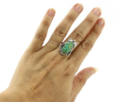 Navajo Ring .925 Silver Natural Mined Southwest Turquoise Artist Signed SN C80s
