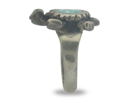 Navajo Toe Ring 925 Silver Inlaid Turtle Turquoise C.80's Size 1.75