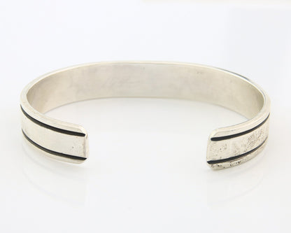 Navajo Cuff Bracelet Sterling Silver & Gold Vintage Signed Larry L Kaye