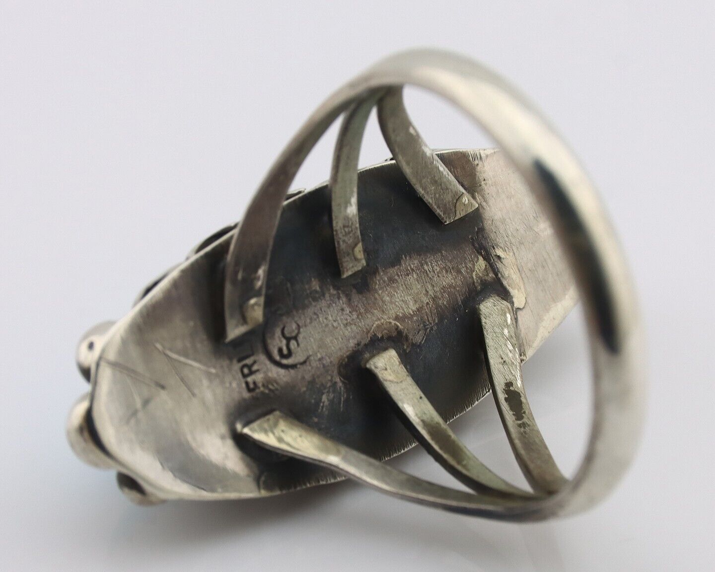 Navajo Ring .925 Silver Sleeping Beauty Turquoise Signed SkyStone Creations C80s
