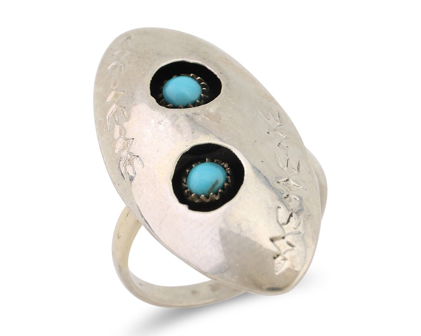 Navajo Ring 925 Silver Natural Blue Turquoise Native American Artist C.80's