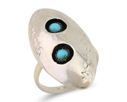 Navajo Ring 925 Silver Natural Blue Turquoise Native American Artist C.80's