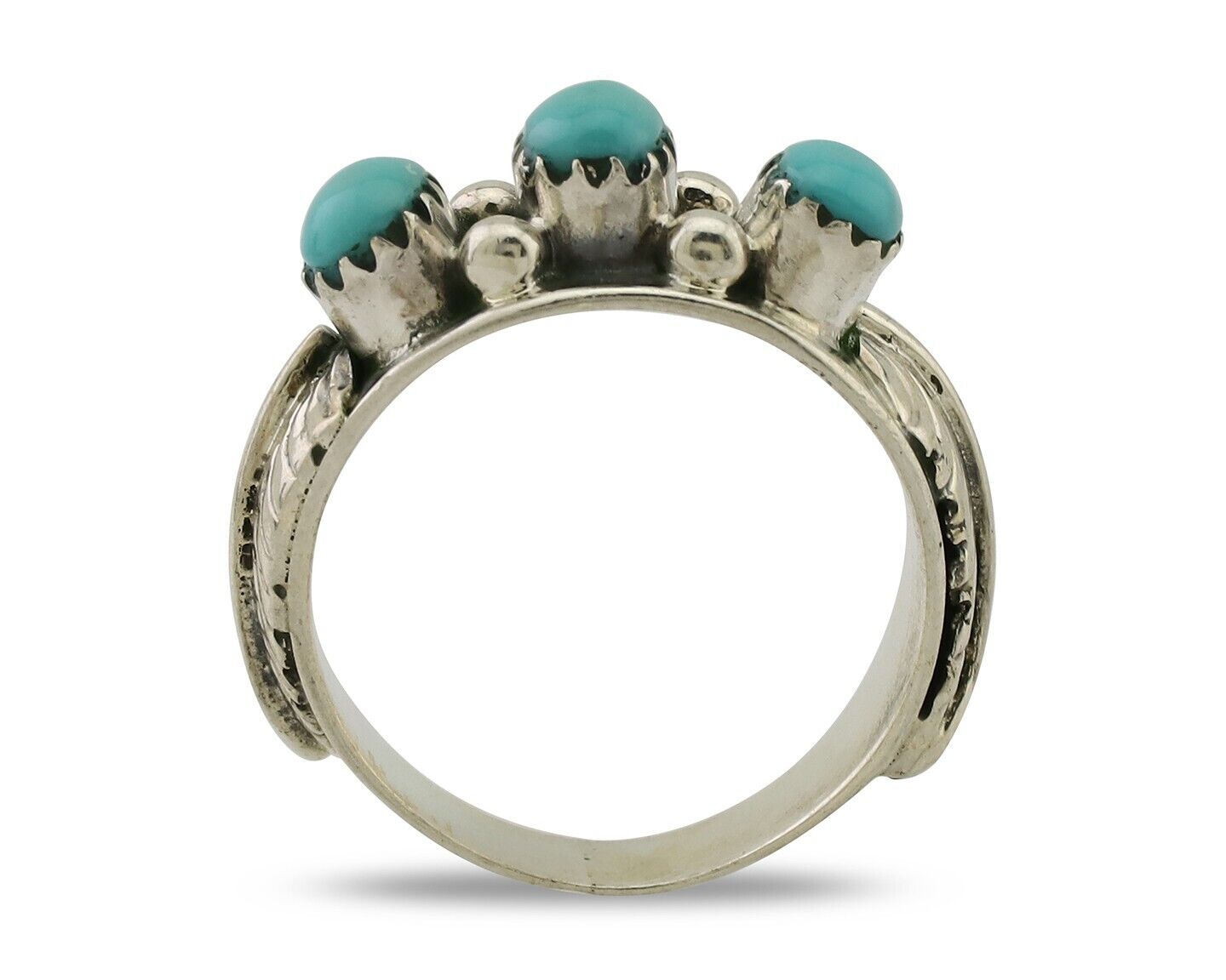 Navajo Ring 925 Silver Sleeping Beauty Turquoise Artist Signed WR C.80's