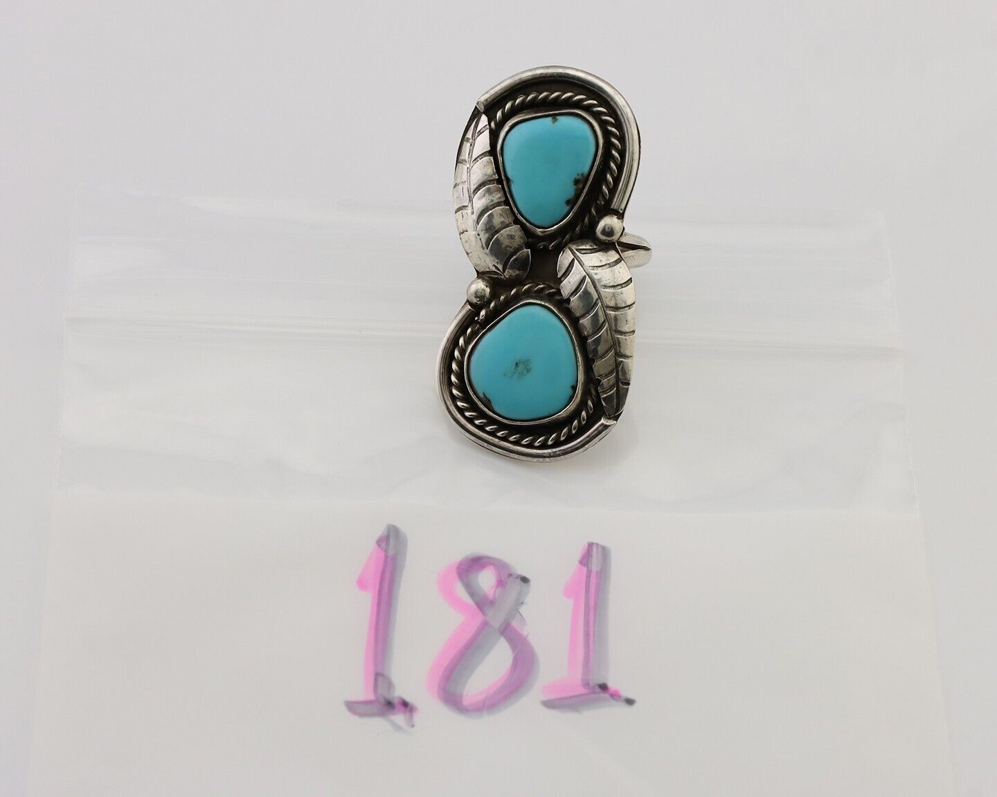 Navajo Handmade Ring 925 Silver Natural Tuquoise Native American Artist C.80's