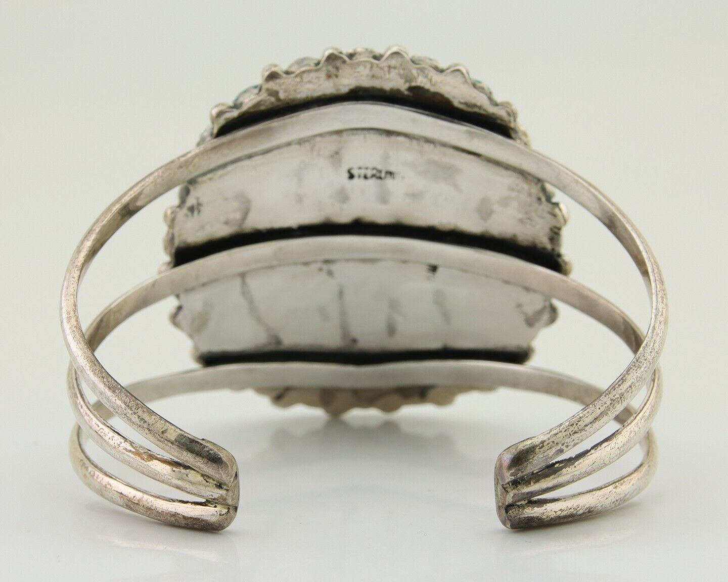 Navajo Bracelet 925 Silver Blue Turquoise Native American Artist C.80's