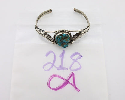 Navajo Bracelet 925 Silver Sleeping Beauty Turquoise Native American Artist C80s