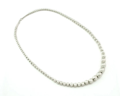 Navajo Bead Necklace 925 Sterling Silver Vintage Graduated 5mm-12mm 24in Long