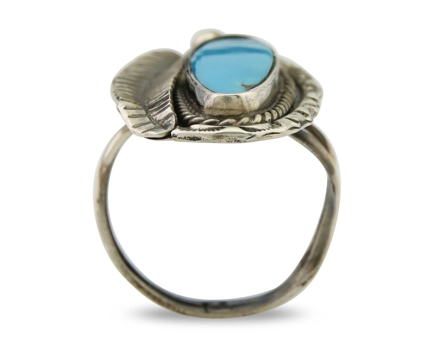 Navajo Ring .925 Sterling Blue Turquoise Artist Signed M C.80's