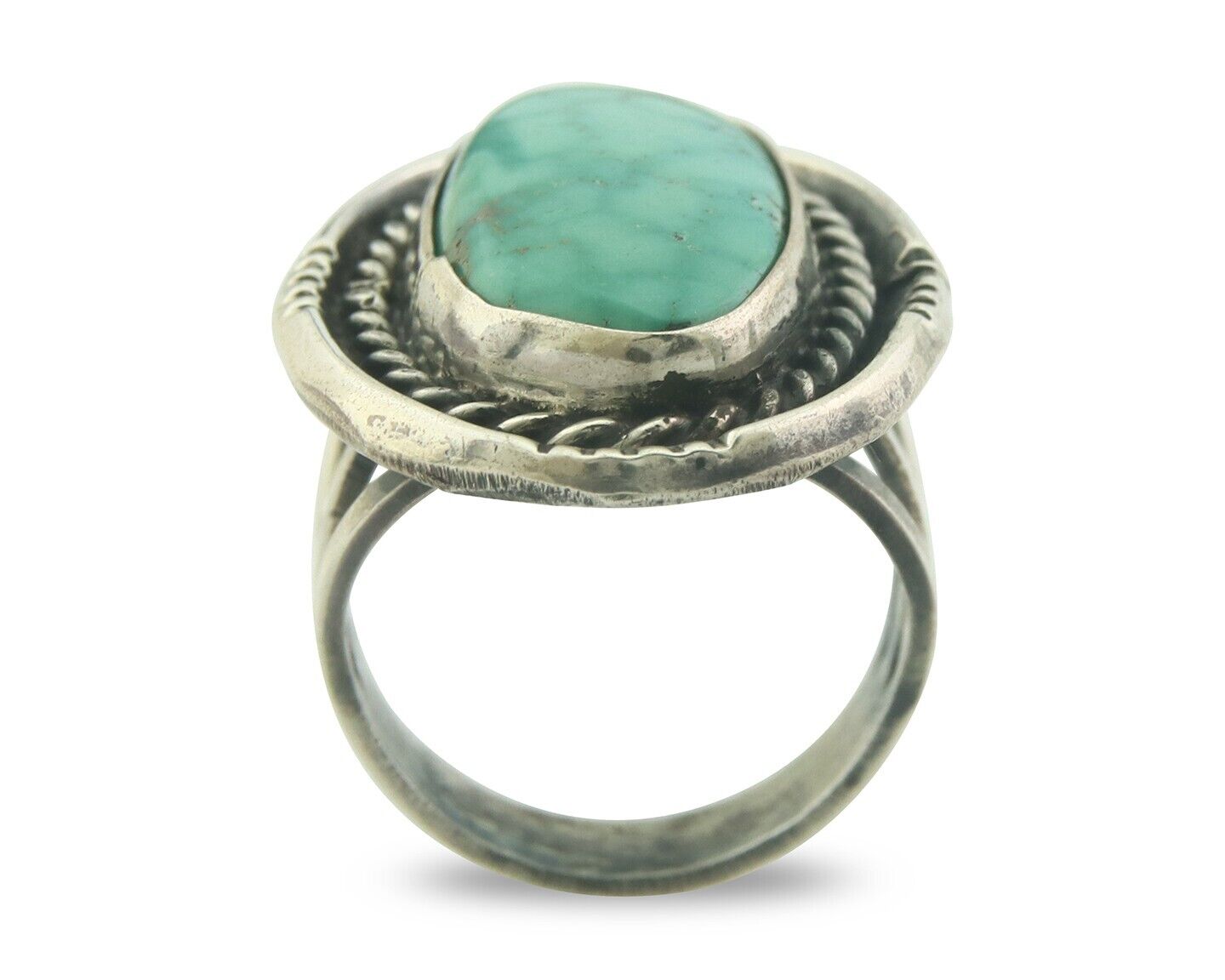 Navajo Ring 925 Sterling Turquoise Handmade Signed JT C.80's Size 7