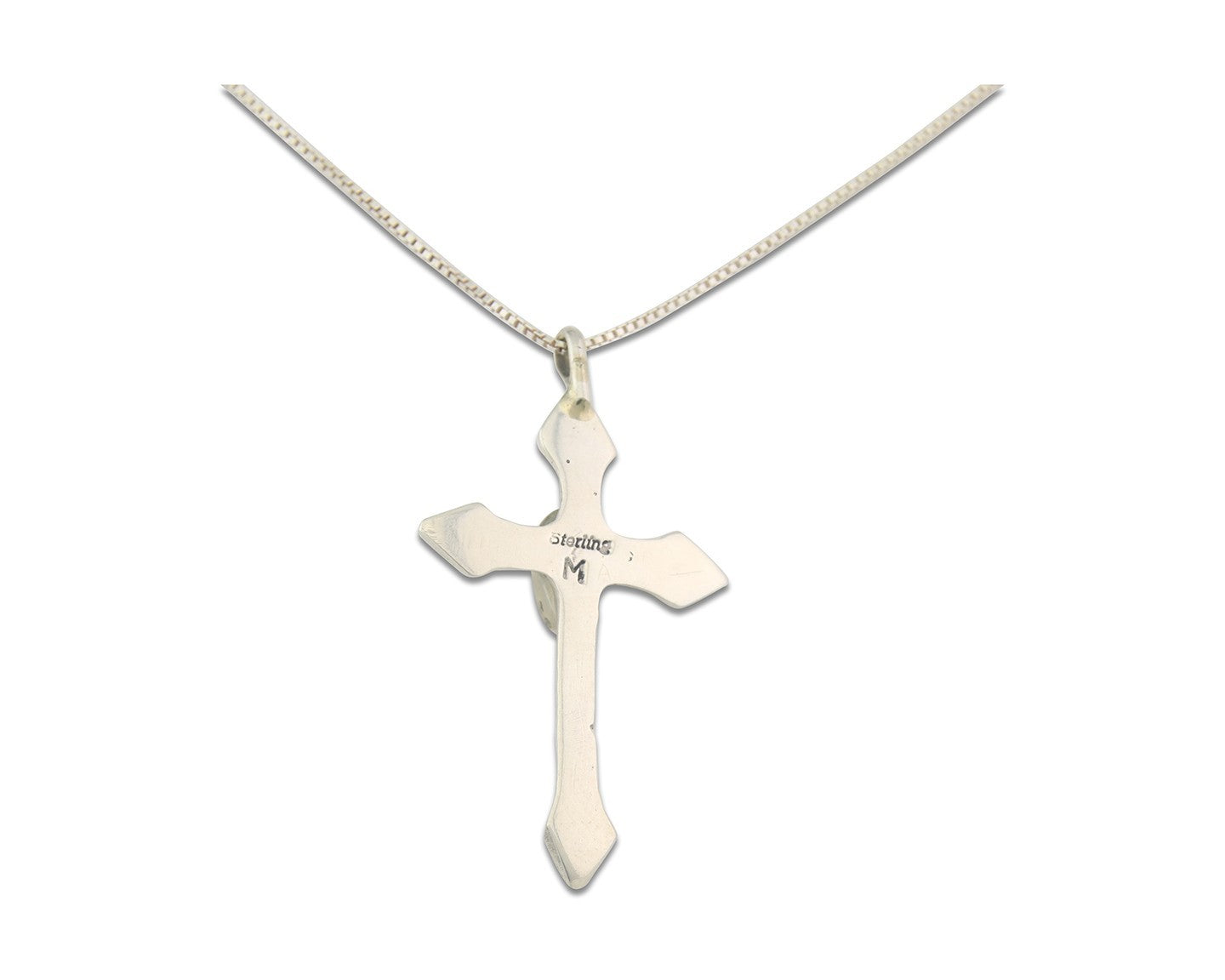 Navajo Cross Necklace Sterling Silver Authentic Natural Gemstones Signed M