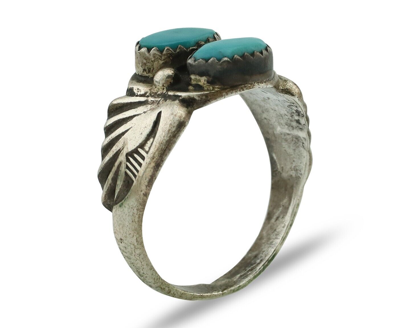 Zuni Ring .925 Silver Natural Sleeping Beauty Turquoise Native Artist C.80's