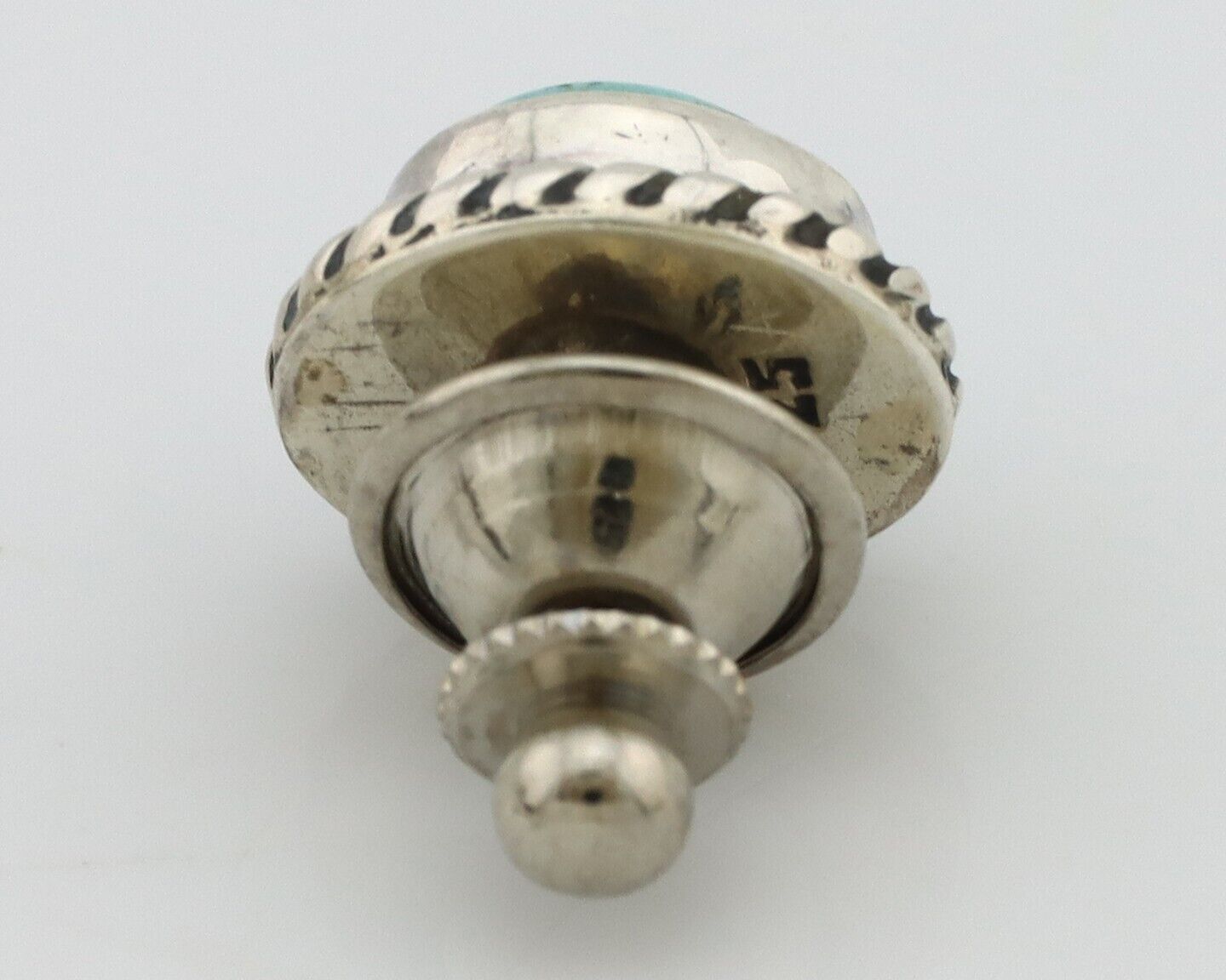 Navajo Tie Tack 925 Silver Natural Mined Turquoise Native American Artist C.80's