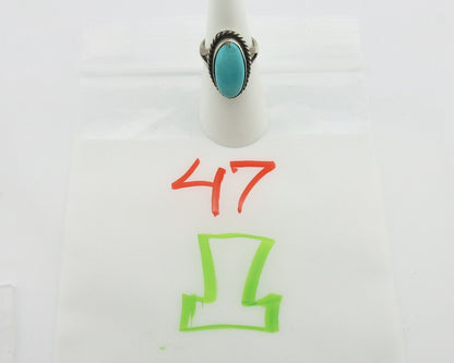 Navajo Ring .925 Silver Natural Blue Turquoise Native American Artist C.80's