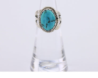 Navajo Handmade Ring 925 Silver Sleeping Beauty Turquoise Artist C.80's