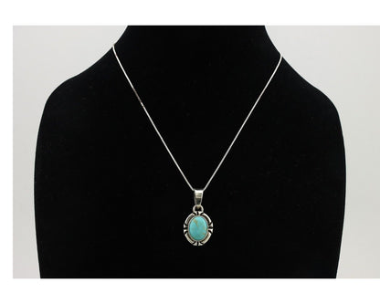 Navajo Necklace 925 Silver Arizona Turquoise Handmade Signed Gecko C.90's