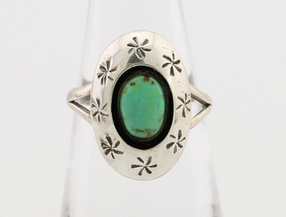 Navajo Ring 925 Silver Kingman Turquoise Native American Artist C.80's