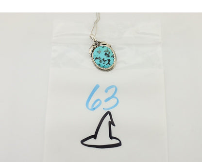 Navajo Necklace 925 Silver Sleeping Beauty Turquoise Signed Justin Morris C.90's