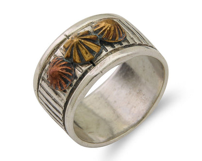 Navajo Handmade Ring 925 Silver & Gold Signed Kee Nataani C.80's