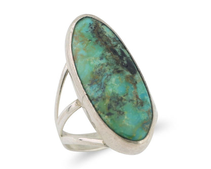 Navajo Ring 925 Silver Natural Blue Gem Turquoise Native American Artist C.80's