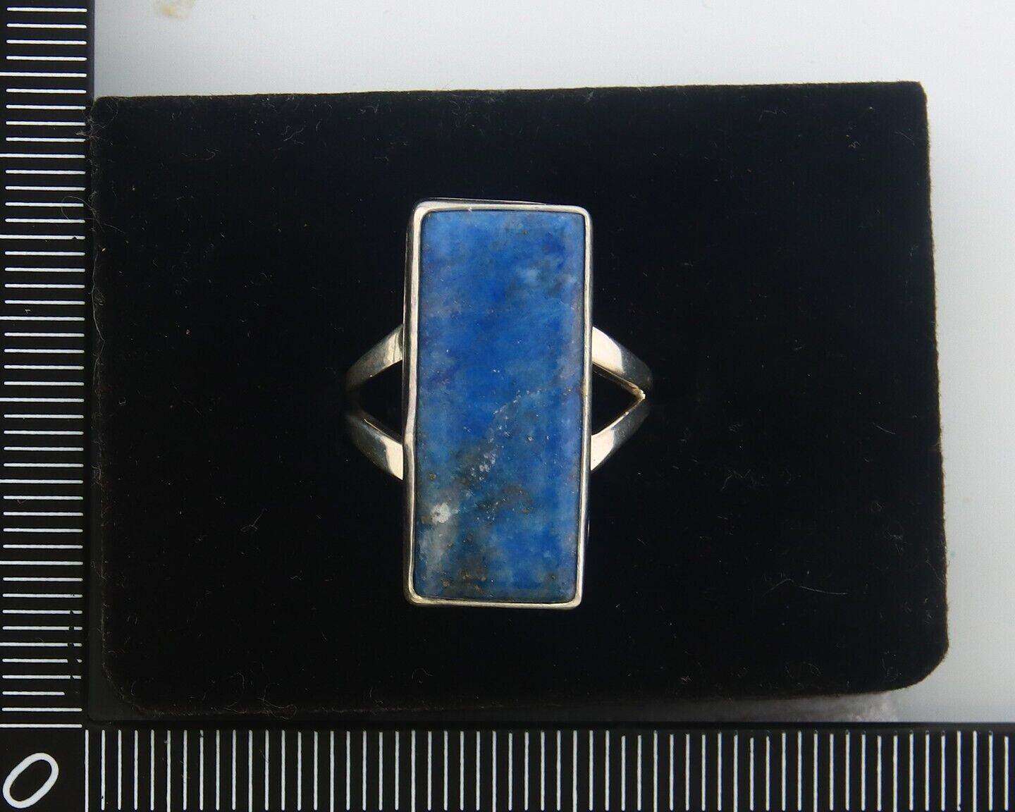 Navajo Ring 925 Sterling Lapis Handmade Native Artist C.80's Size 6.0