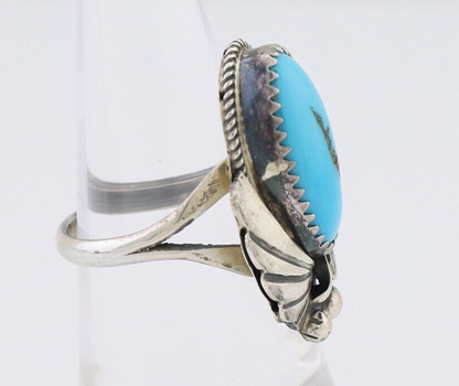 Navajo Ring 925 Silver Sleeping Beauty Turquoise Signed Justin Morris C.80's