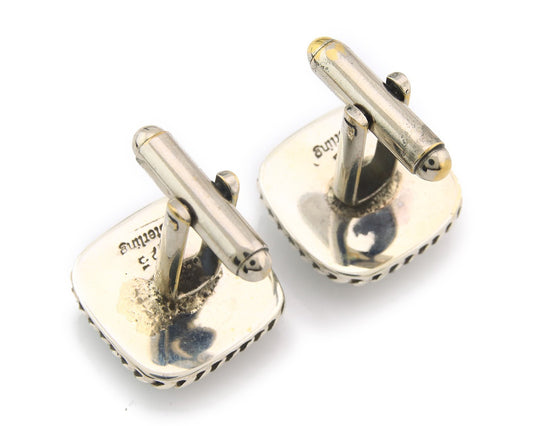 Navajo Cufflinks 925 Silver Native American Artist Natural Turquoise C.80's