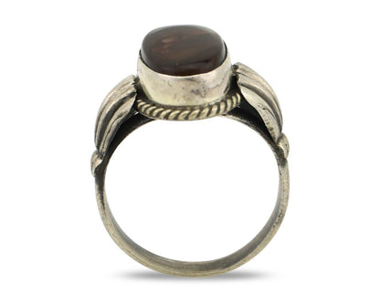 Navajo Handmade Ring 925 Silver Natural High Grade Fire Opal Native Artist C.80s