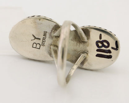 Navajo Handmade Ring 925 Silver Natural Tuquoise Artist Signed B Yazzie C.80's