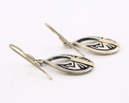 Navajo Earrings Sterling Silver & Gold Vintage Handmade