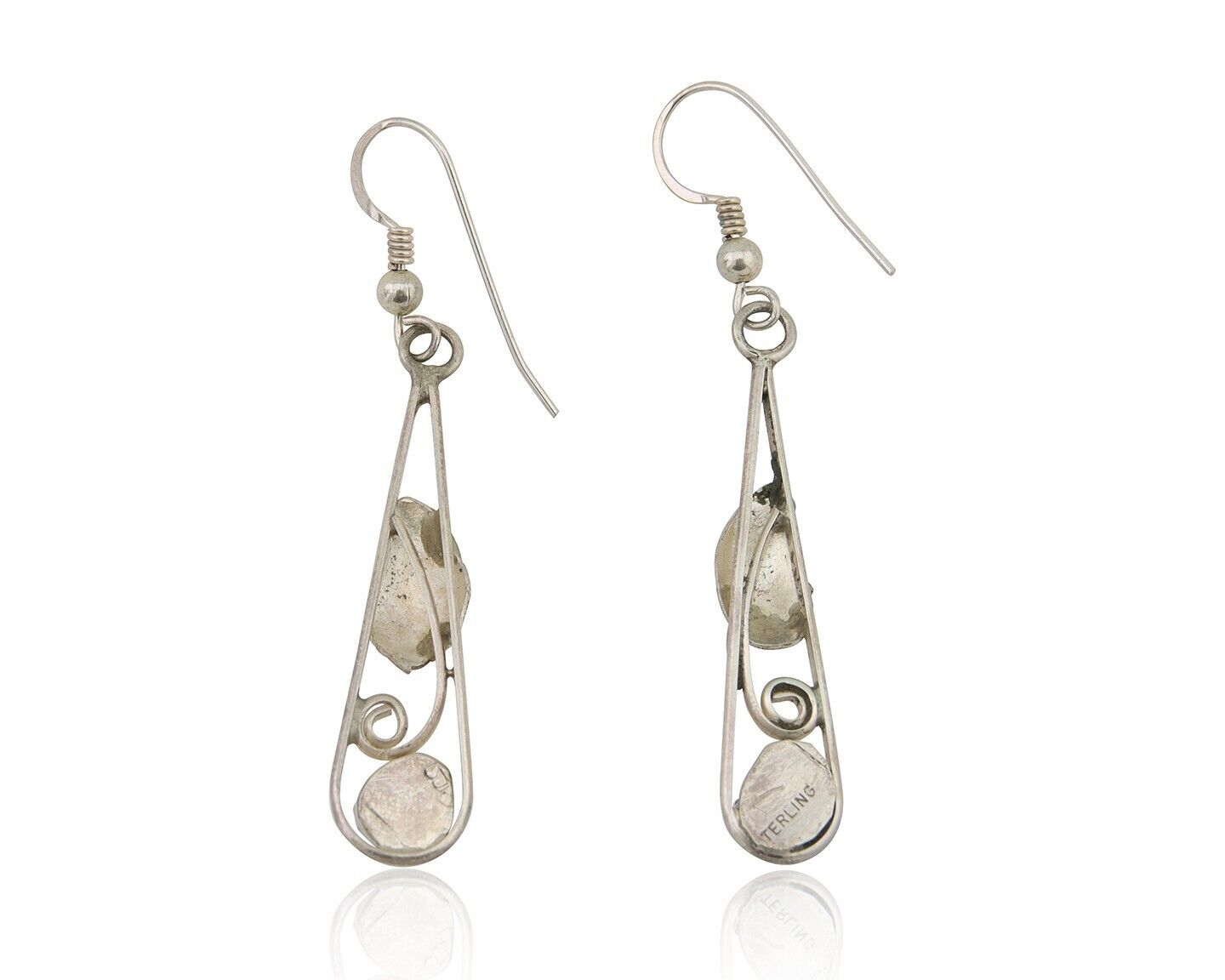 Navajo Dangle Earrings 925 Silver Natural Blue Turquoise Artist Signed JB C.80's