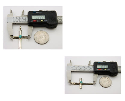 Navajo Sand Cast Cross Pendant 925 Silver Turquoise Artist Signed J Yazzie C.80s