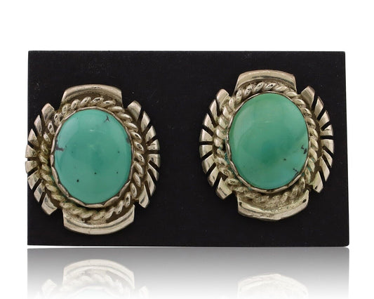 Navajo Earrings 925 Silver Natural Mined Turquoise Native American Artist C.80's