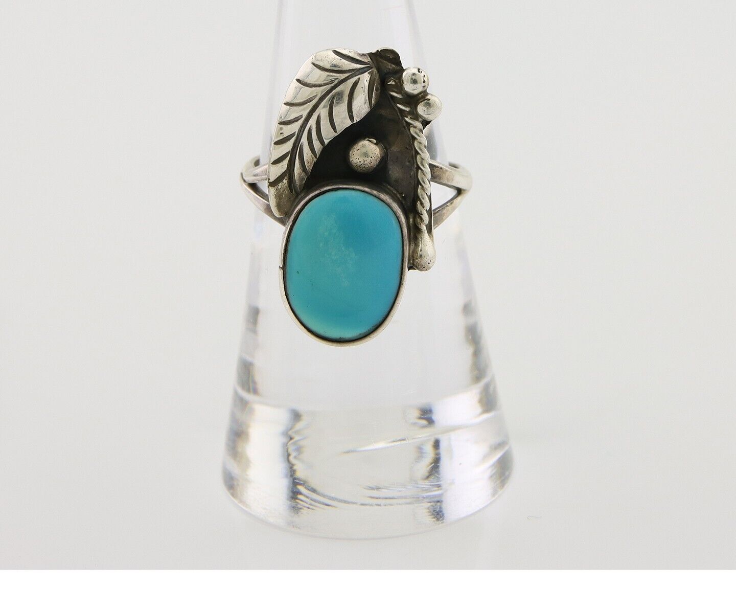 Navajo Handmade Ring 925 Silver Turquoise Signed LS C.80's