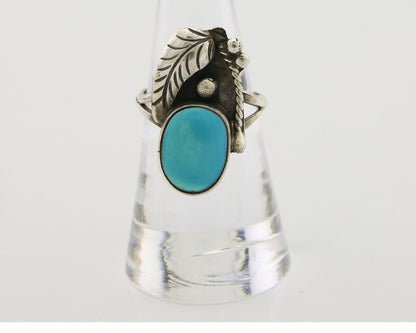 Navajo Handmade Ring 925 Silver Turquoise Signed LS C.80's