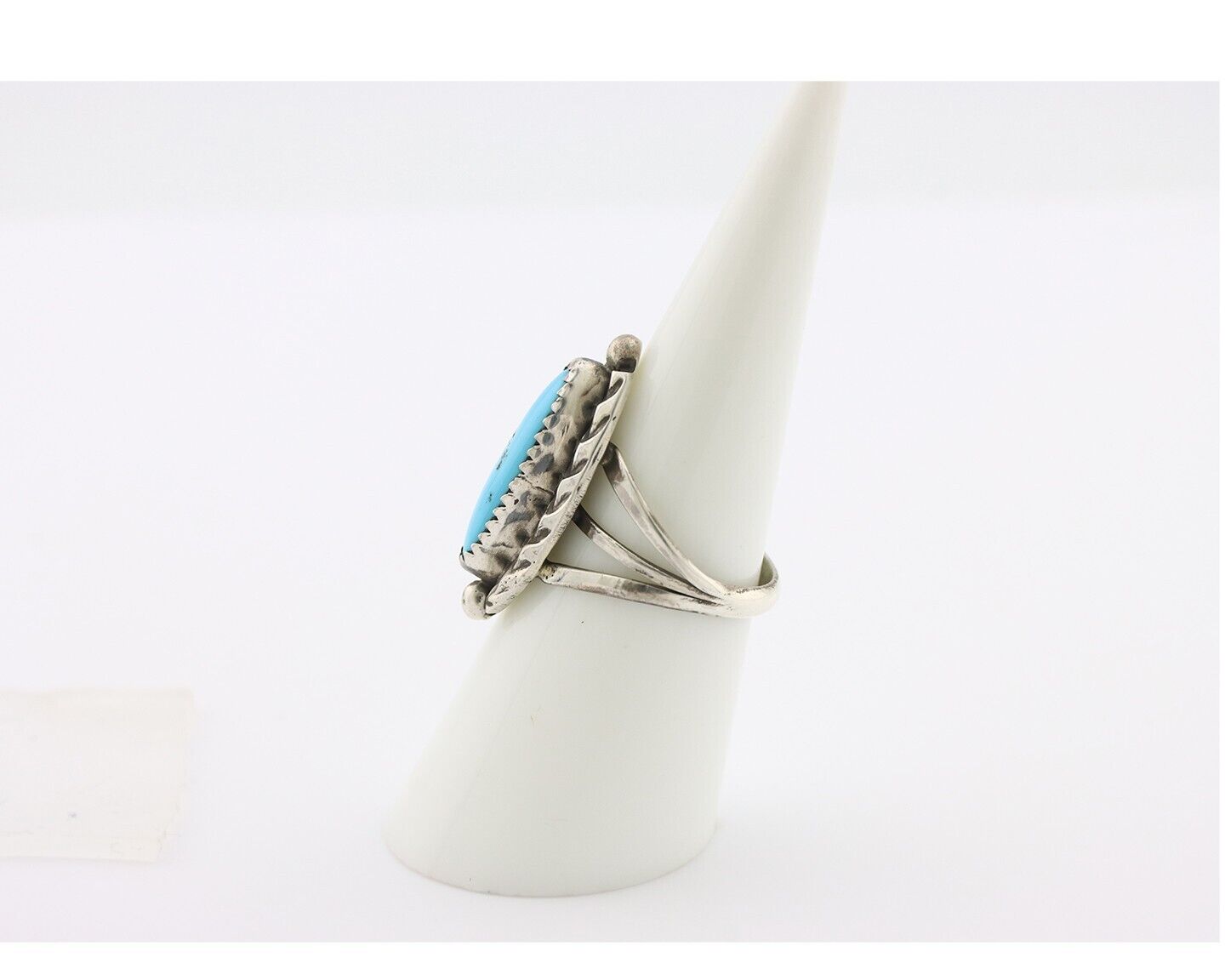 Navajo Ring .925 Silver Sleeping Beauty Turquoise Signed SkyStone Creations C80s