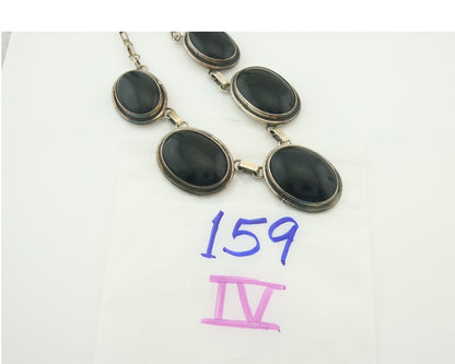 Vintage Navajo Necklace 925 Silver Natural Onyx Native Artist
