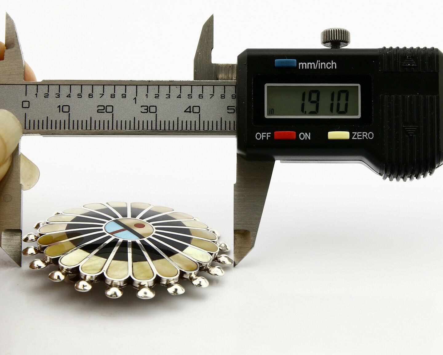 Zuni Signed Artist Victoria Unkestine Inlaid .925 SOLID Silver Tewa Pendant Pin