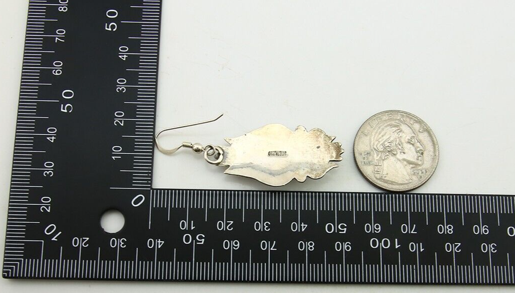 Navajo Earrings 925 Silver Turquoise & Spiney Oyster Native American Artist C80s