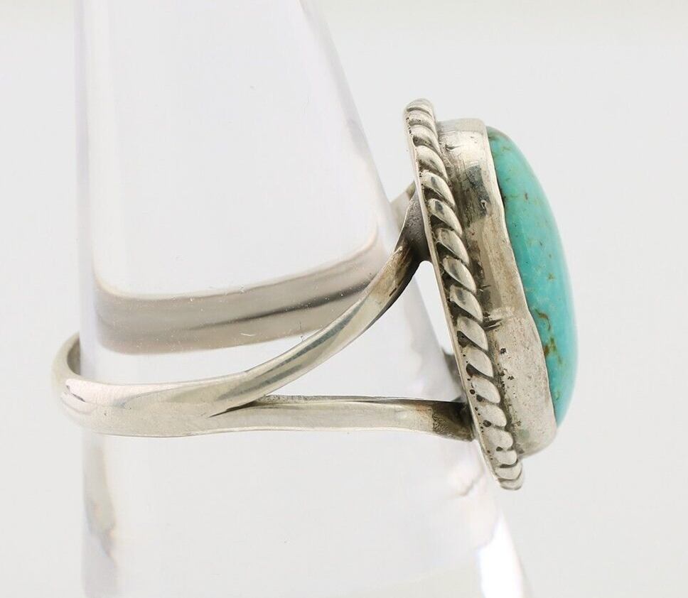 Navajo Ring 925 Silver Kingman Turquoise Native American Artist C.80's