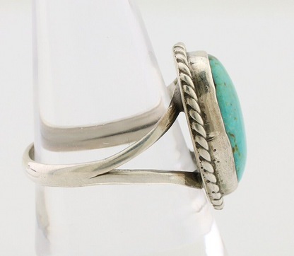 Navajo Ring 925 Silver Kingman Turquoise Native American Artist C.80's