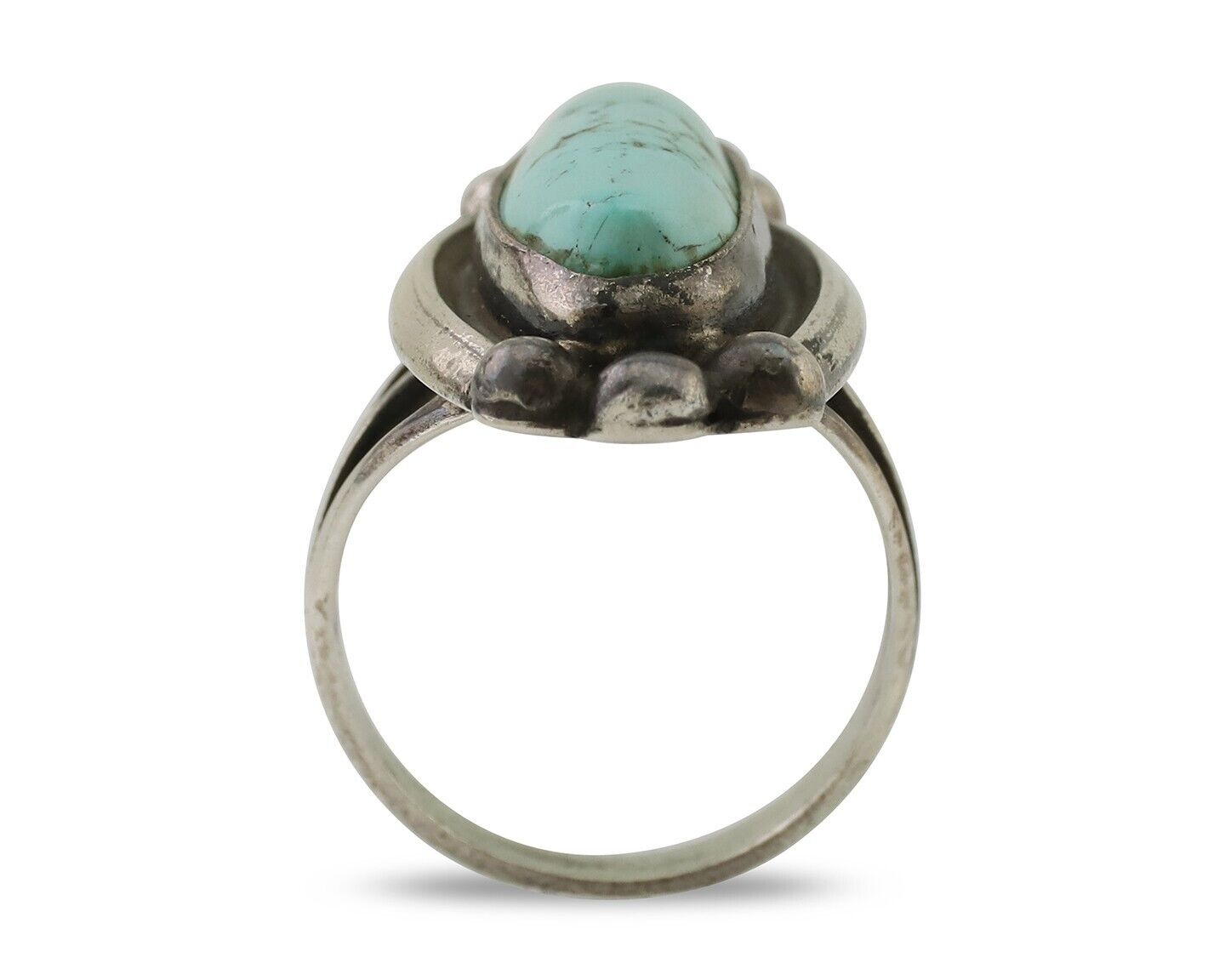 Navajo Turquoise Ring 925 Silver Native Artist Signed Sunrise Size 6.0 C.80's