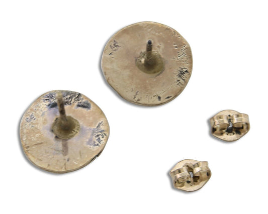 Navajo Hand Stamped Earrings 925 Silver Blue Turquoise Native Artist C.80's