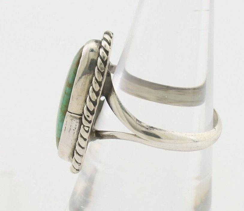 Navajo Ring 925 Silver Blue Gem Turquoise Artist Signed Rabbit Stick C.80's