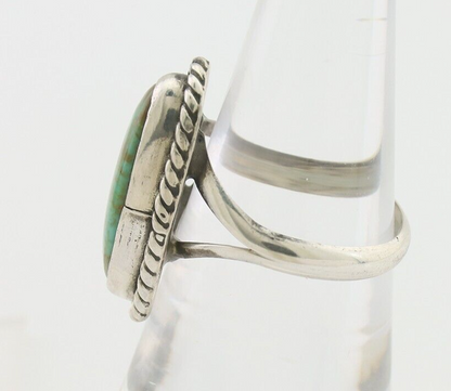 Navajo Ring 925 Silver Blue Gem Turquoise Artist Signed Rabbit Stick C.80's