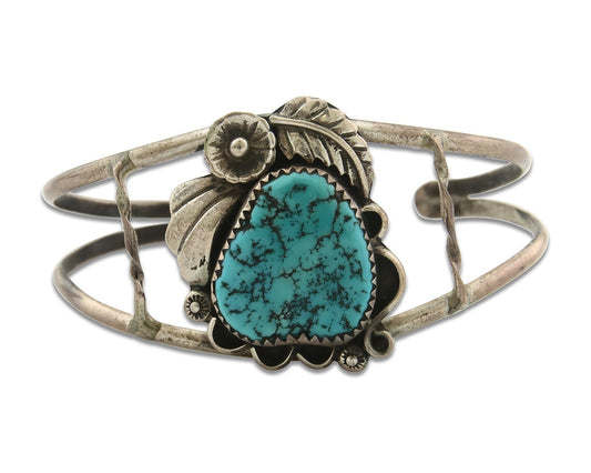 Vintage Navajo Bracelet 925 Silver Turquoise Handmade Signed Alvin Joe