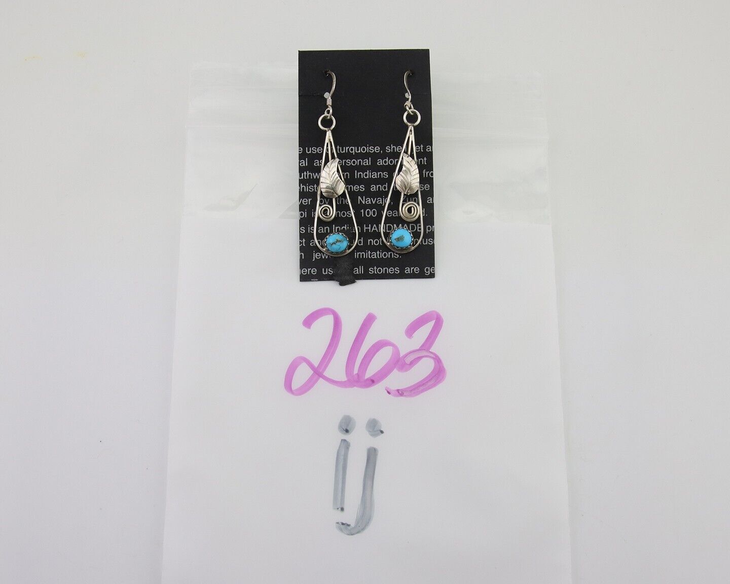 Navajo Dangle Earrings 925 Silver Natural Blue Turquoise Artist Signed JB C.80's