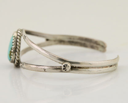 Navajo Hand Stamped Cuff Bracelet Turquoise 925 Silver Native American Artist